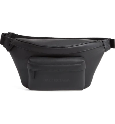 Balenciaga Men's Everyday Leather Belt Bag/fanny Pack In Black