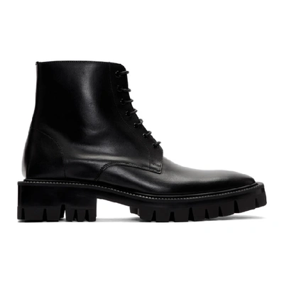 Balenciaga Outdoor Rim Leather Combat Boots In Black
