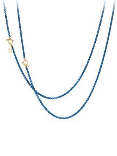 David Yurman Bel Aire Chain Necklace In Acrylic With 14k Yellow Gold Accents In Blue
