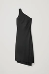 Cos Asymmetric Strap Jersey Dress In Black