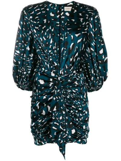 Alexandre Vauthier Leopard-print Silk-blend Satin Mini Dress In Blue
