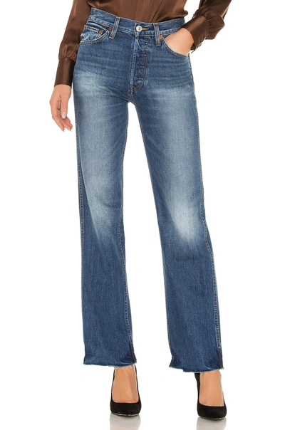 Re/done 90s Loose Straight Cropped Distressed Mid-rise Jeans In Medium Heritage