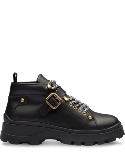Miu Miu Military Inspired Ankle Boots - Black