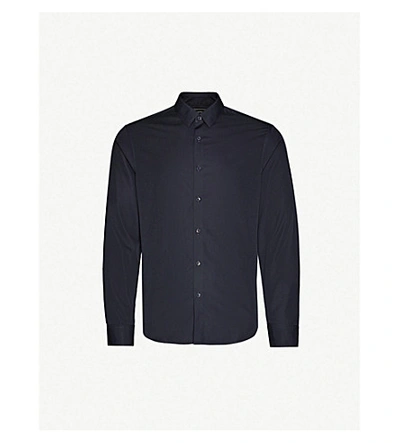 Sandro Classic-fit Cotton-poplin Shirt In Navy Blue