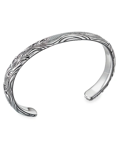 David Yurman Sterling Silver Waves Cuff Bracelet With Forged Carbon In Black/silver