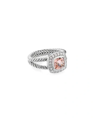 David Yurman Sterling Silver Petite Albion Ring With Morganite & Pave Diamonds