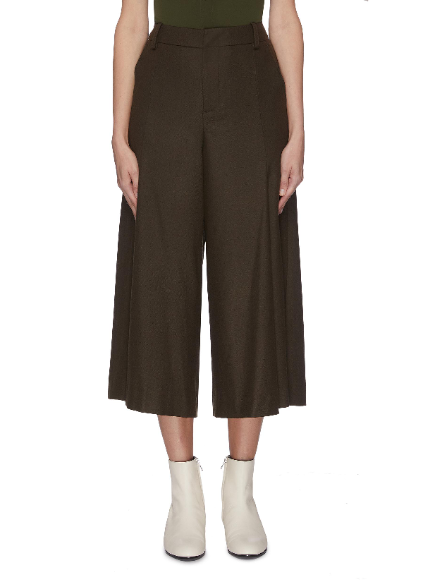 Vince Pleat Front Flannel Culotte In Army Green | ModeSens