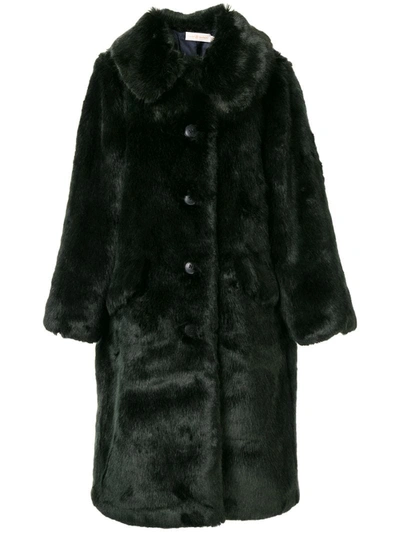 Tory Burch Long Faux Fur Coat In Green