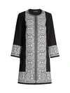 Kobi Halperin Marta Embroidered Open-front Coat In Black/ivory