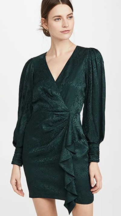 Parker Thelma Silk-blend Dress In Pine