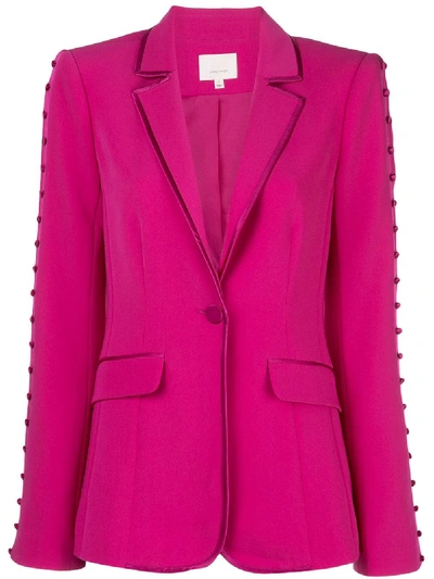 Cinq À Sept Cinq A Sept Vivi Satin Trimmed Button Accent Blazer In Pink