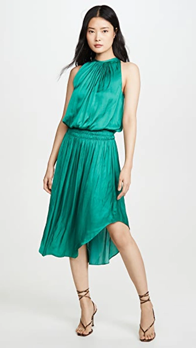 Ramy Brook Audrey Sleeveless Blouson Dress In Emerald