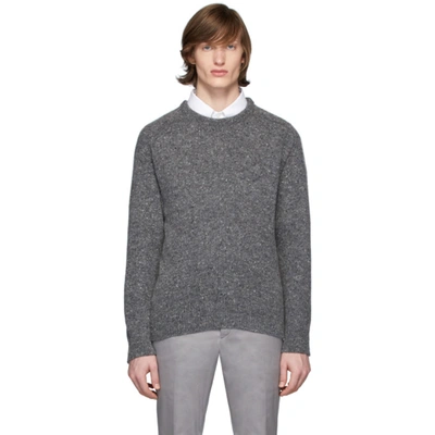 Thom Browne Medium Grey Mohair Center Back Stripe Crewneck Pullover