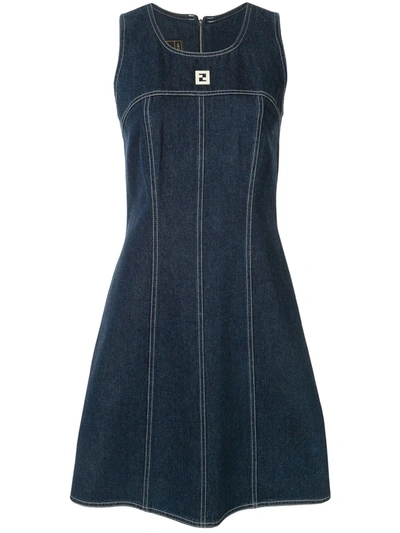 Pre-owned Fendi Sleeveless Denim Dress In Blue