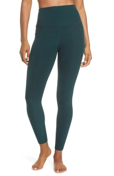 Beyond Yoga Out Of Pocket Space Dye High-waist Mid Leggings In Hunter Green-nocturnal Navy