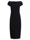 Theia Barely Off-the-shoulder Portrait-neck Stretch Crepe Dress In Black