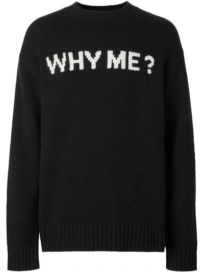 Burberry Men's Why Me Graphic Cashmere Sweater In Black