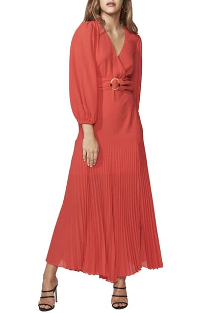 Bardot Daytona Long Sleeve Maxi Dress In Lipstick Red