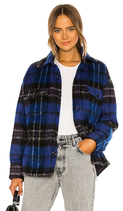 Anine Bing Samone Plaid Jacket In Purple