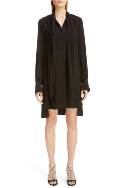 Chloé Scalloped Bib High/low Scarf Shirtdress In Black