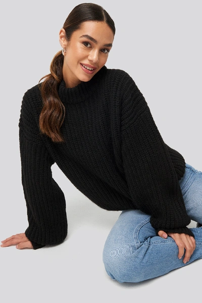 Queen Of Jetlags X Na-kd Round Neck Knitted Sweater - Black In Black