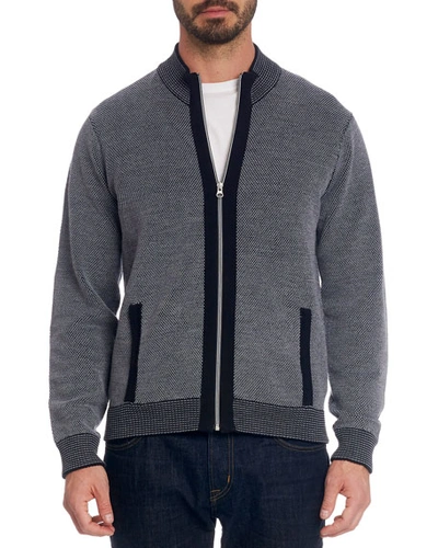 Robert Graham Men's Conboy Wool-blend Zip-front Sweater In Medium Blue