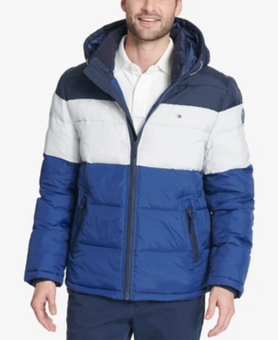 Tommy Hilfiger Men's Big & Tall Quilted Hooded Puffer Jacket, Created For Macy's In Blue