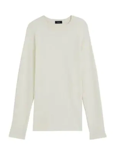 Theory River Crewneck Organic Cotton Sweater In Ivory