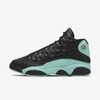 Jordan Air  13 Retro Shoe In Black/island Green/metallic Silver