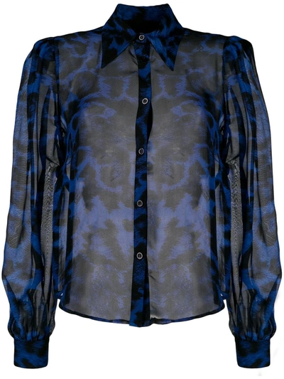 John Richmond Leopard-print Silk Shirt In Blue
