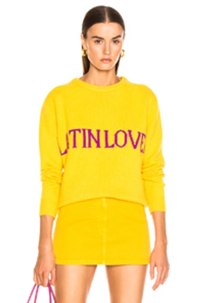 Alberta Ferretti Latin Love Intarsia Jumper In Yellow