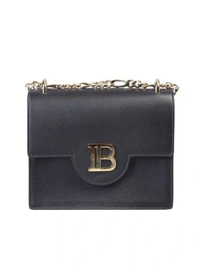 Balmain Logo Insert Leather Bag In Black