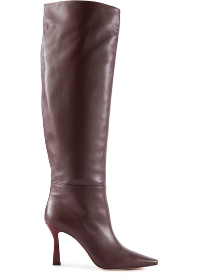 Wandler Sculpted Heel Long Boot In Port Mix