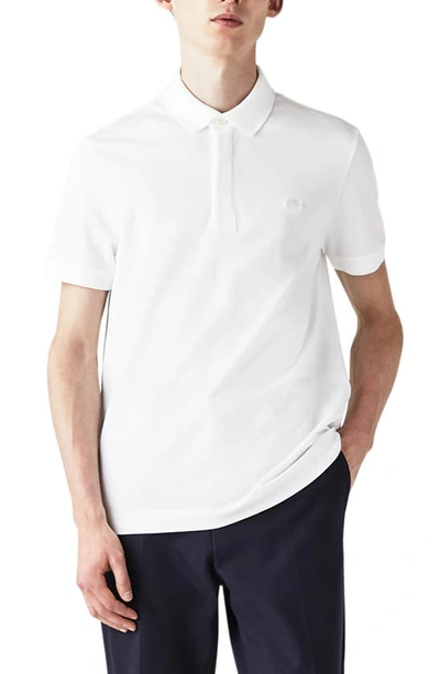 Lacoste Stretch Cotton Paris Regular Fit Polo Shirt In White