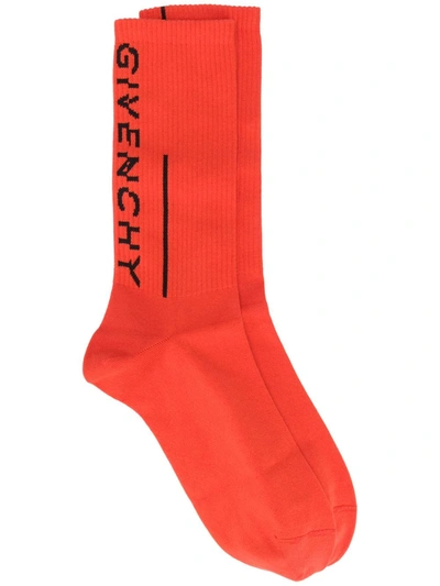 Givenchy Split Logo Socks In Red