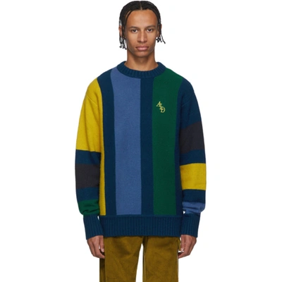 Aimé Leon Dore Aime Leon Dore Blue Vertical Stripe Sweater In Slate Blue