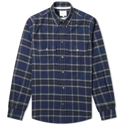 Norse Projects Villads Checked Brushed Cotton Shirt In Blue