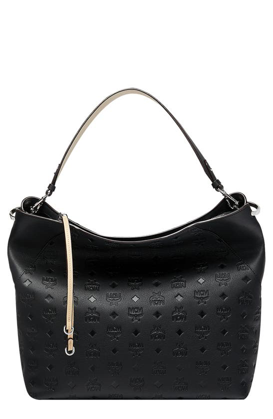 Mcm Klara Large Monogrammed Leather Hobo Bag In Black ModeSens