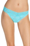 Hanky Panky Stretch Lace Original-rise Thong In Beau Blue