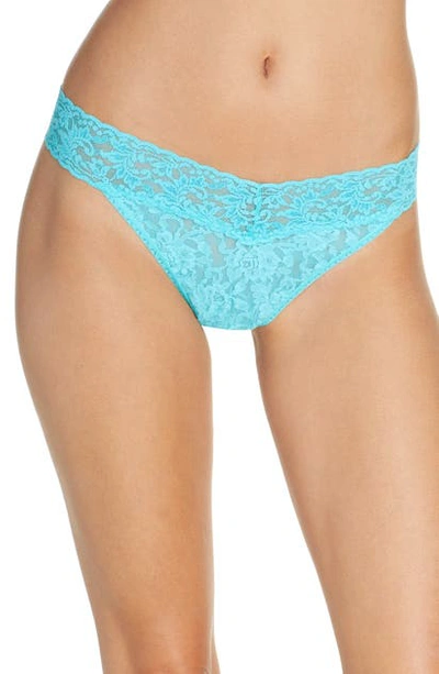 Hanky Panky Stretch Lace Original-rise Thong In Beau Blue