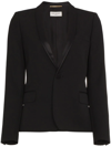 Saint Laurent Satin Lapel Single-breasted Blazer In Black