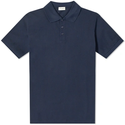 Saint Laurent Classic Ysl Polo In Blue