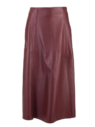 Ferragamo Salvatore  Women's Burgundy Leather Skirt