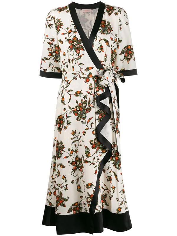 floral silk wrap dress