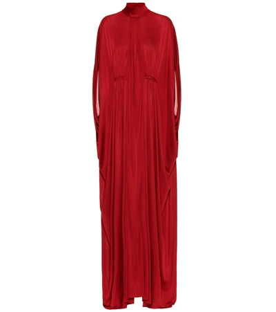 Valentino Red Cape-effect Jersey Gown In Crimson