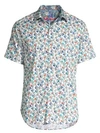 Robert Graham Camera Print Short-sleeve Classic Fit Button-down Shirt In White