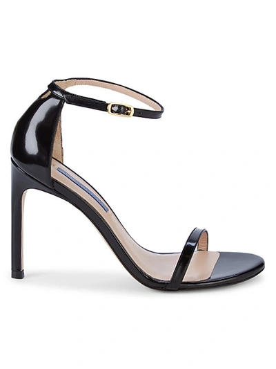 Stuart Weitzman 'nudistsong' Ankle Strap Patent Leather Sandals In Black