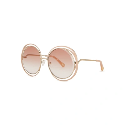 Chloé Carlina Blush Round-frame Sunglasses In Nude