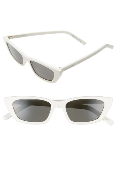Saint Laurent 52mm Cat Eye Sunglasses - Shiny Ivory/ Grey Solid
