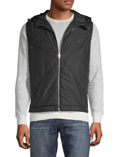 Versace Zip-front Hooded Vest In Black